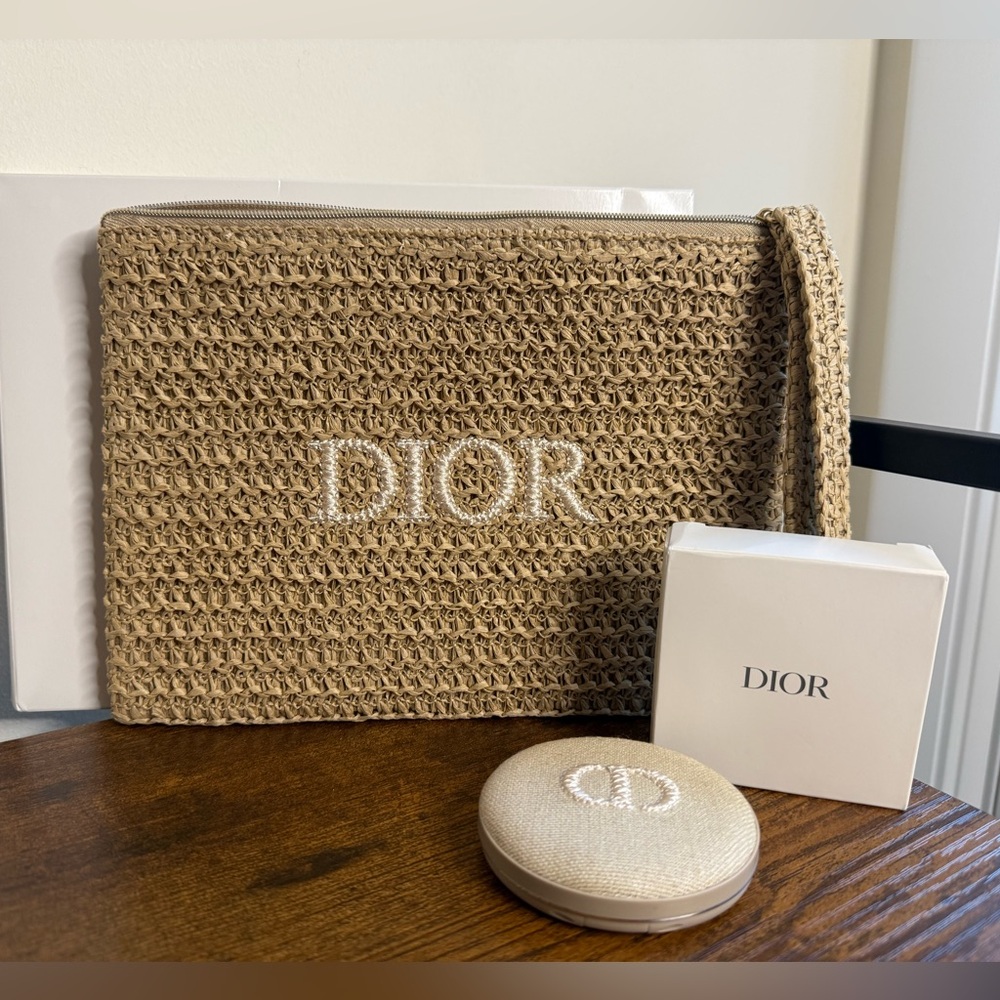 Dior Beauty Raffia Wristlet and Mirror